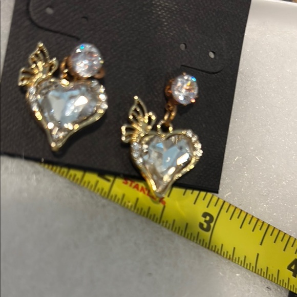 Stanley Gold and Silver Heart Earrings with Crystal Accents - Picture 9 of 12